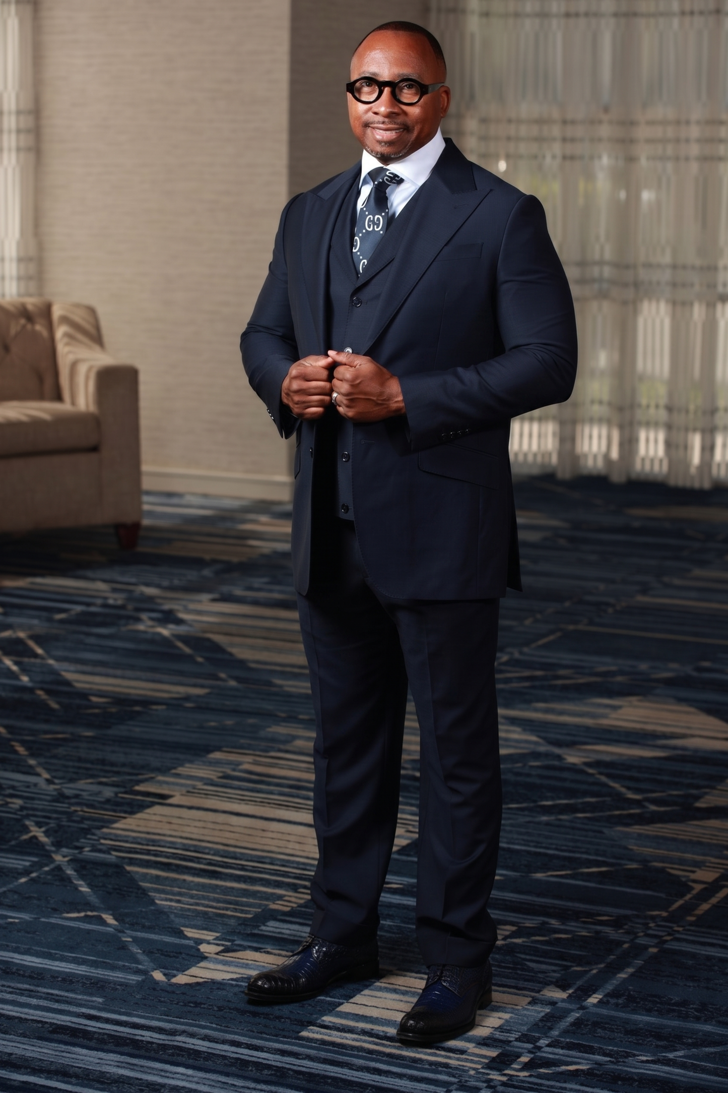 Presidential Navy Blue 3-Piece Suit