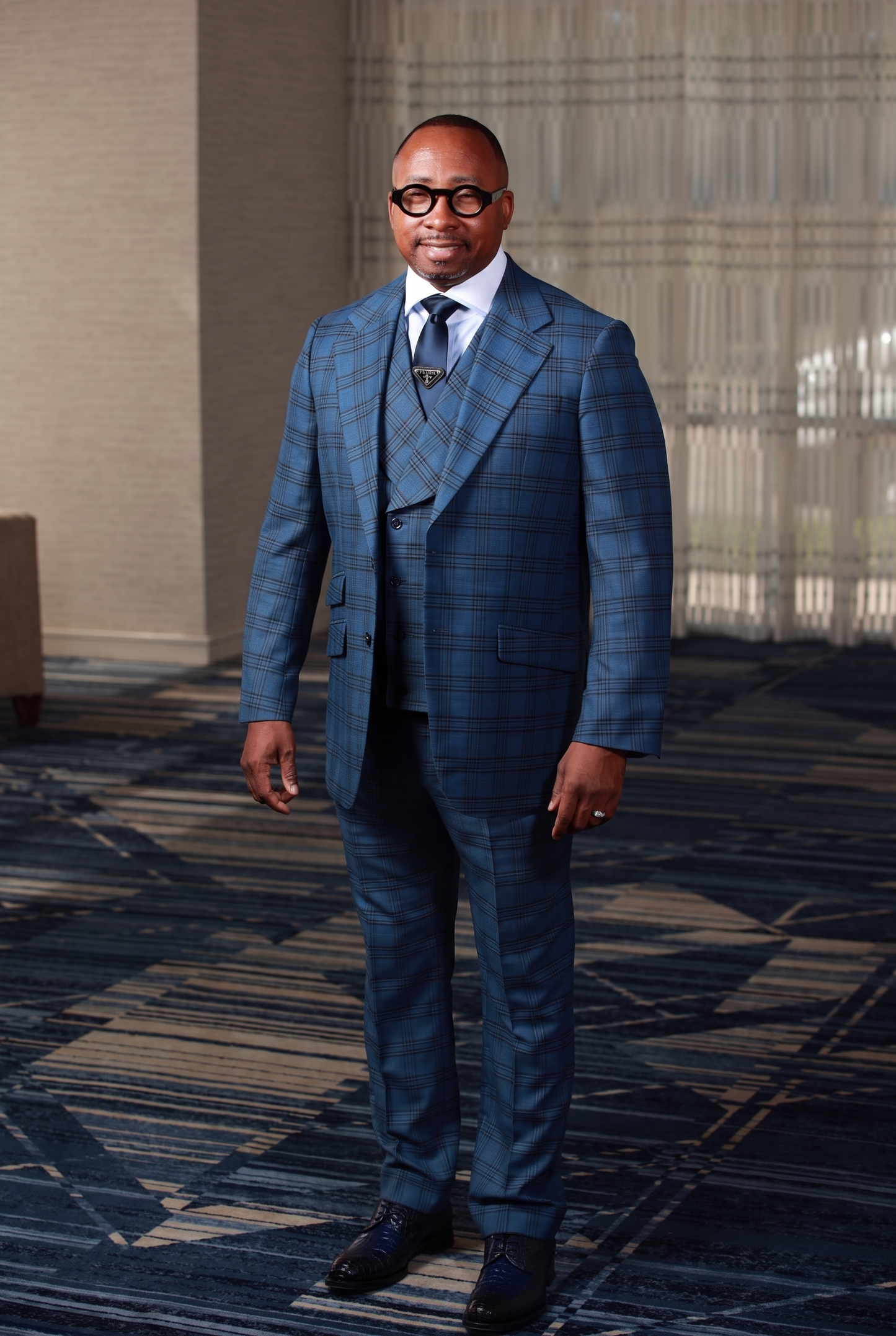 HF Blue Check 3-Piece Suit