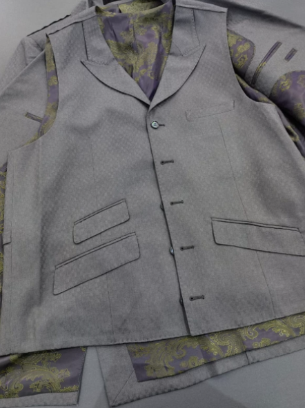 Gray Smooth Block 3-Piece Suit