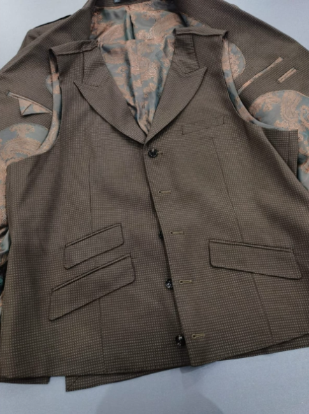 Mocha Mini Block 3-Piece Suit
