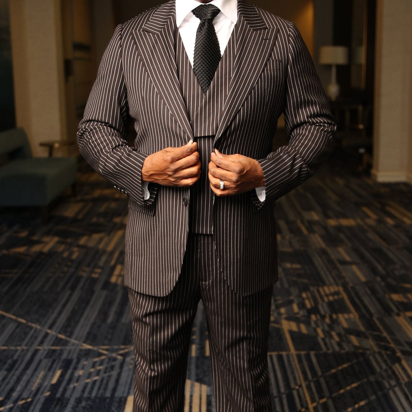 Black Rope Stripe Suit