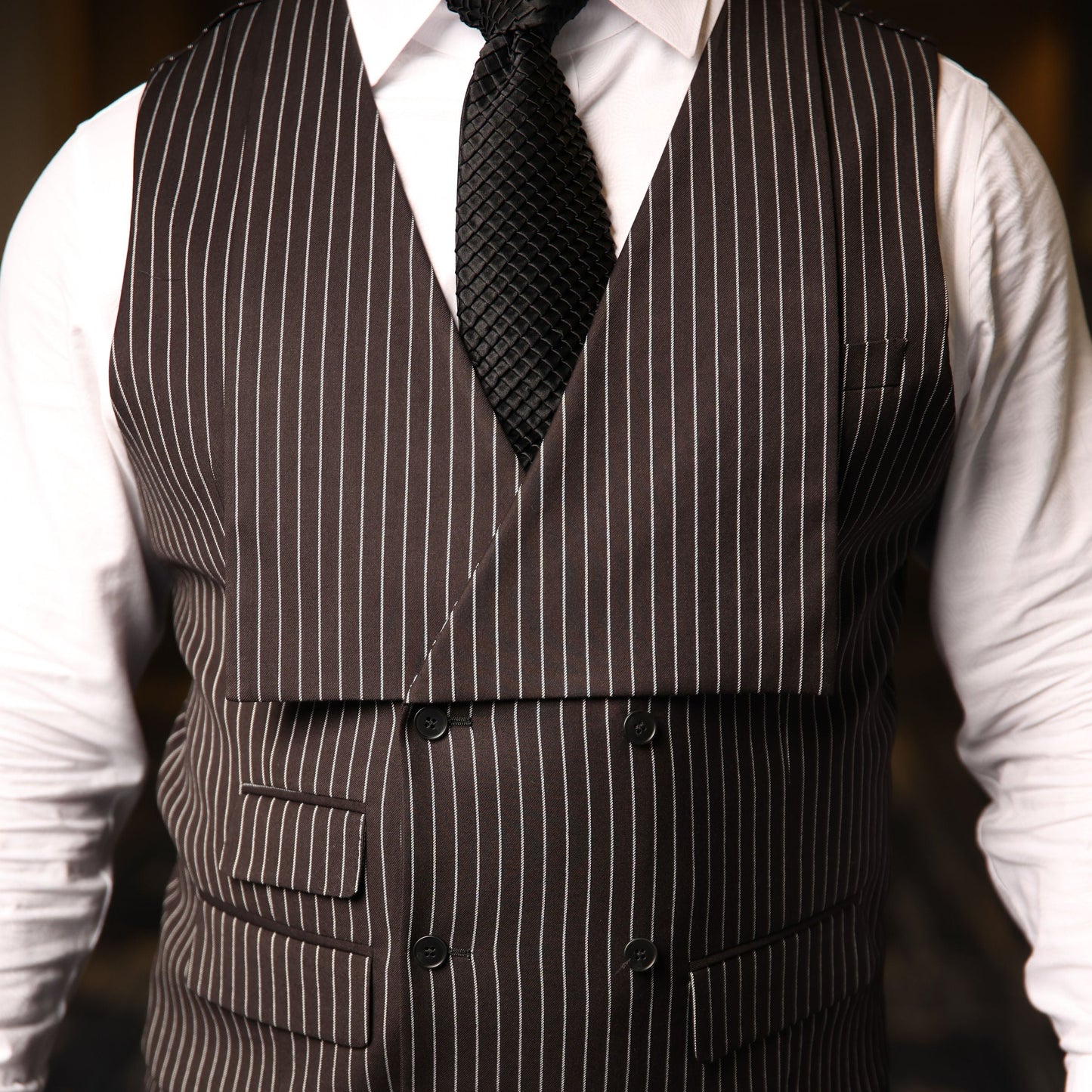 Black Rope Stripe Suit