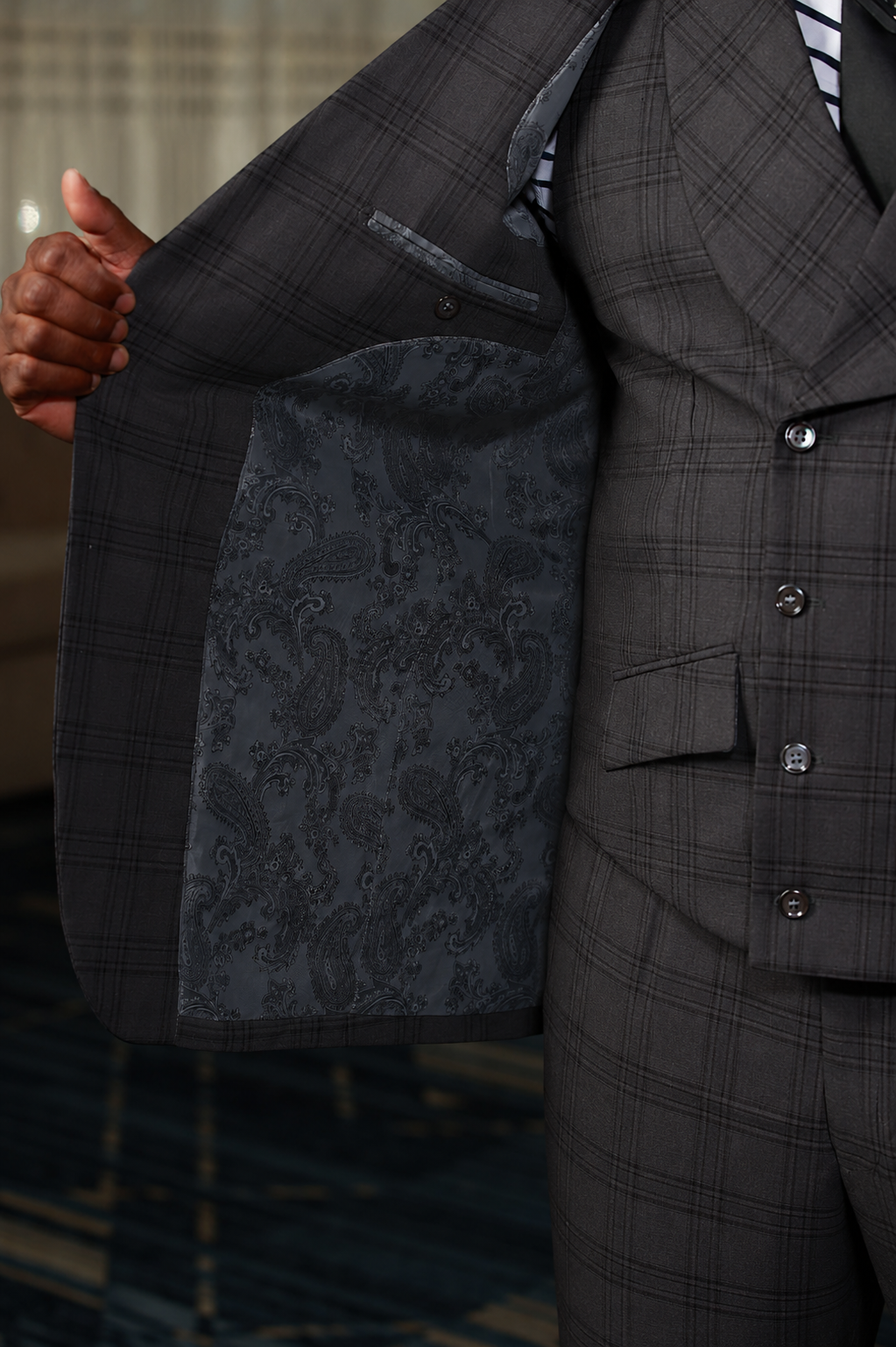 HF Gray Check 3-Piece Suit
