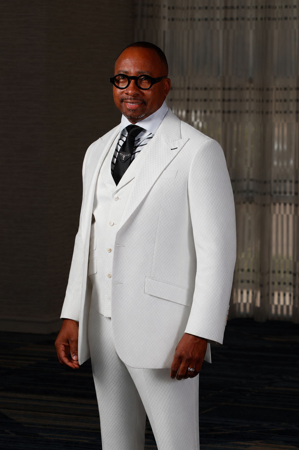 White Smooth Block 3-Piece Suit