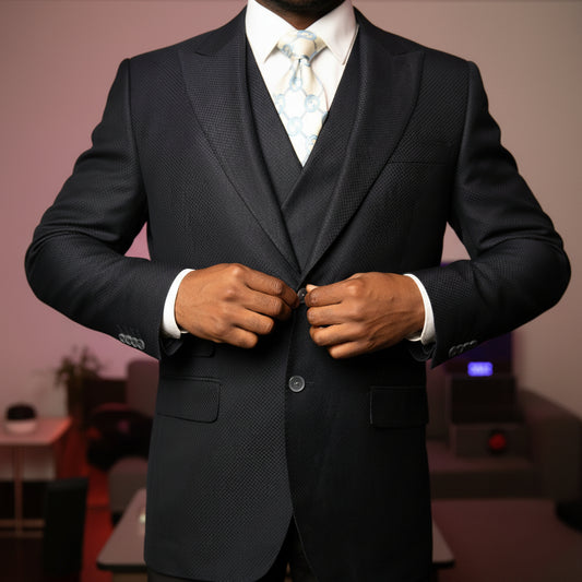 Dark Navy Blue Block Pattern