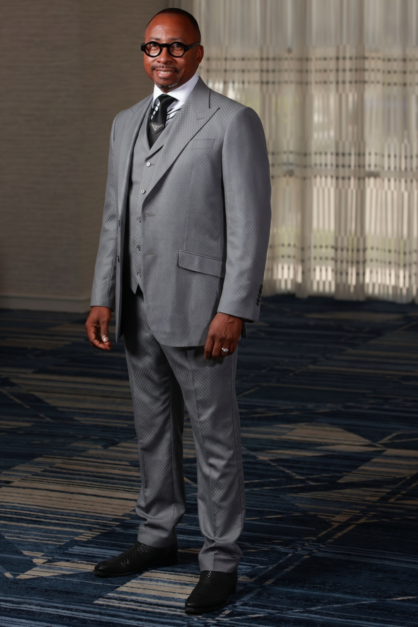 Gray Smooth Block 3-Piece Suit