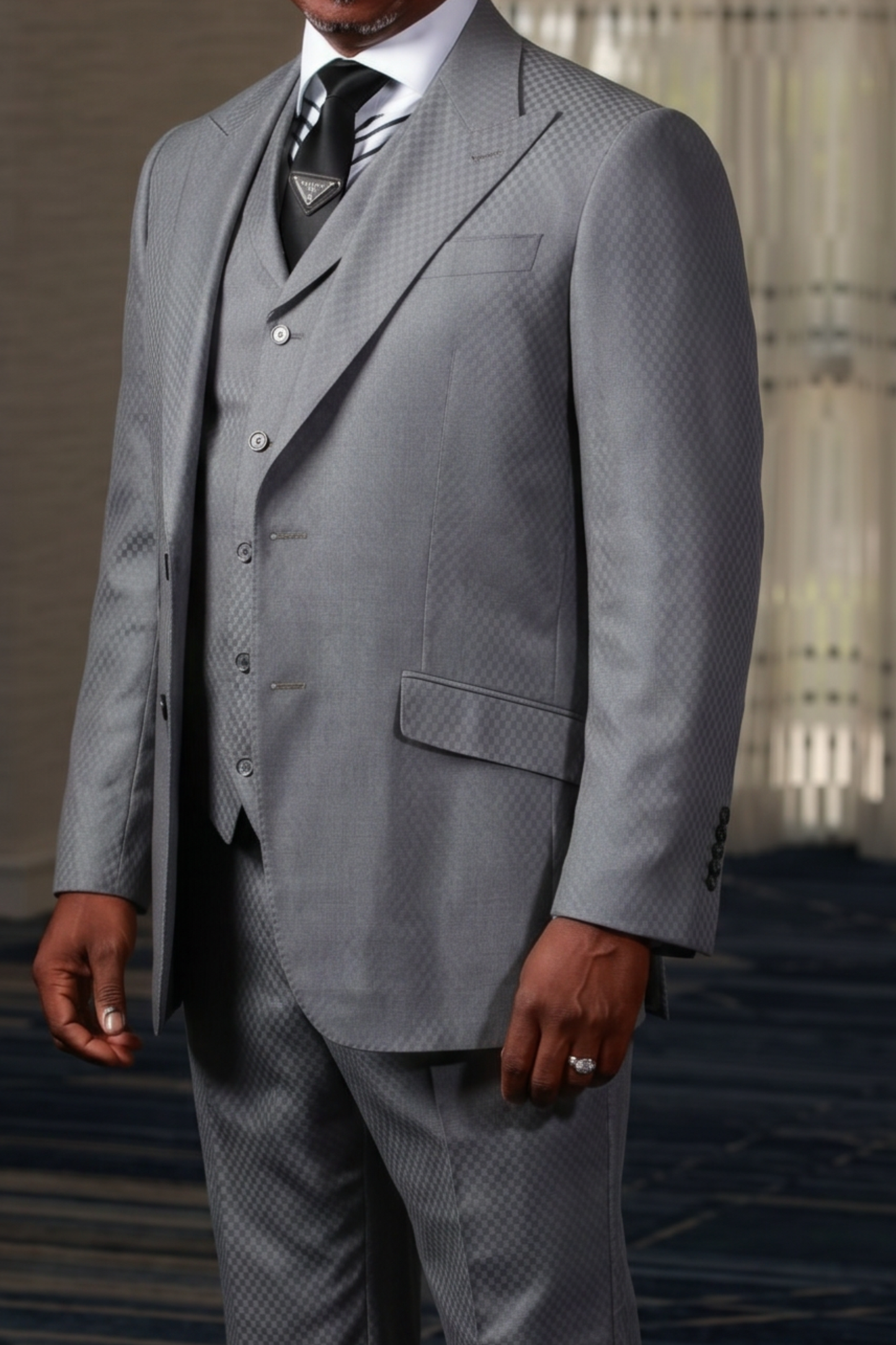 Gray Smooth Block 3-Piece Suit