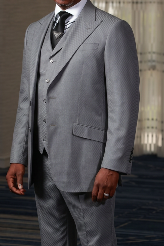 Gray Smooth Block 3-Piece Suit
