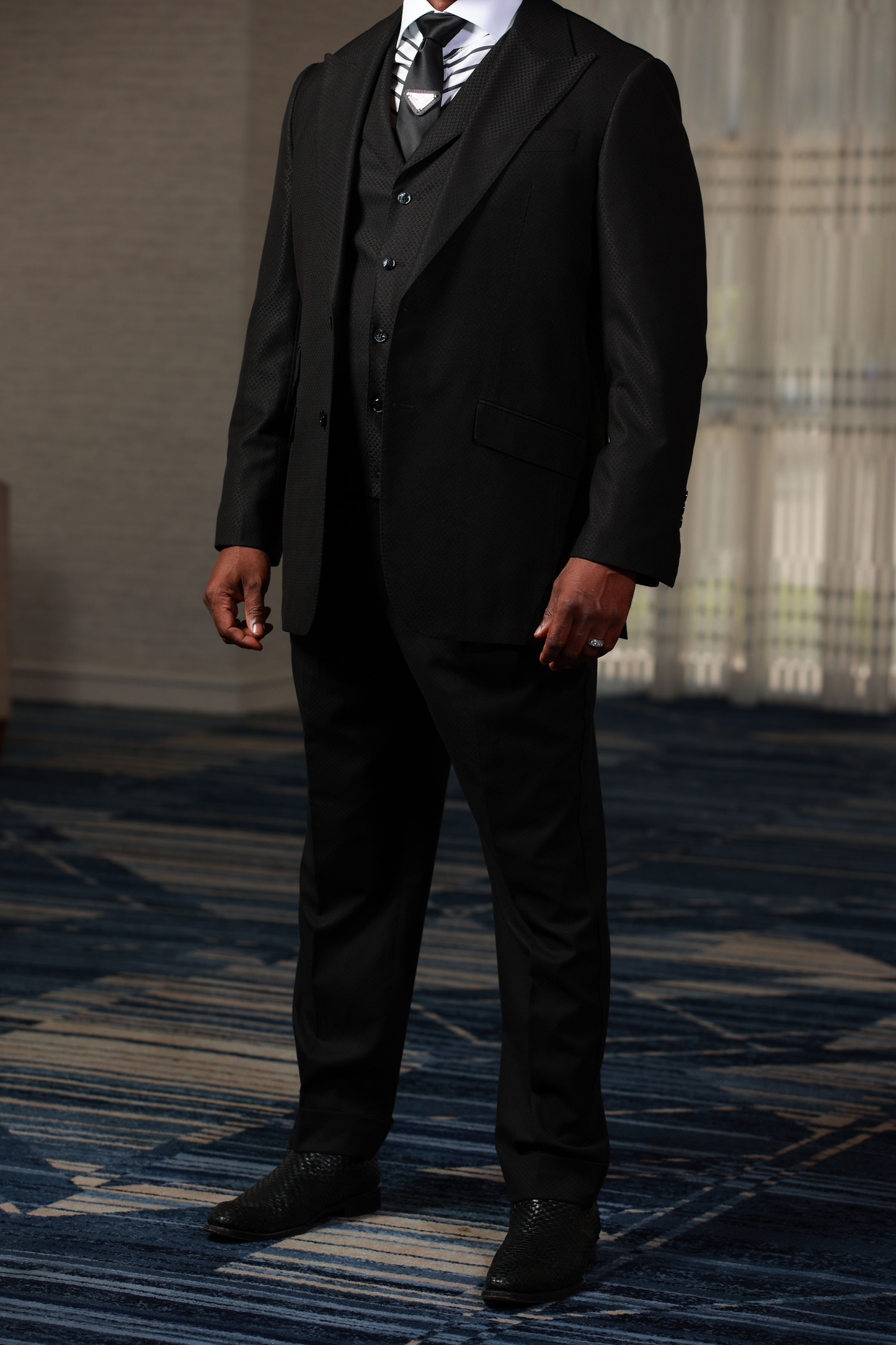 Black Big Block 3-Piece Suit