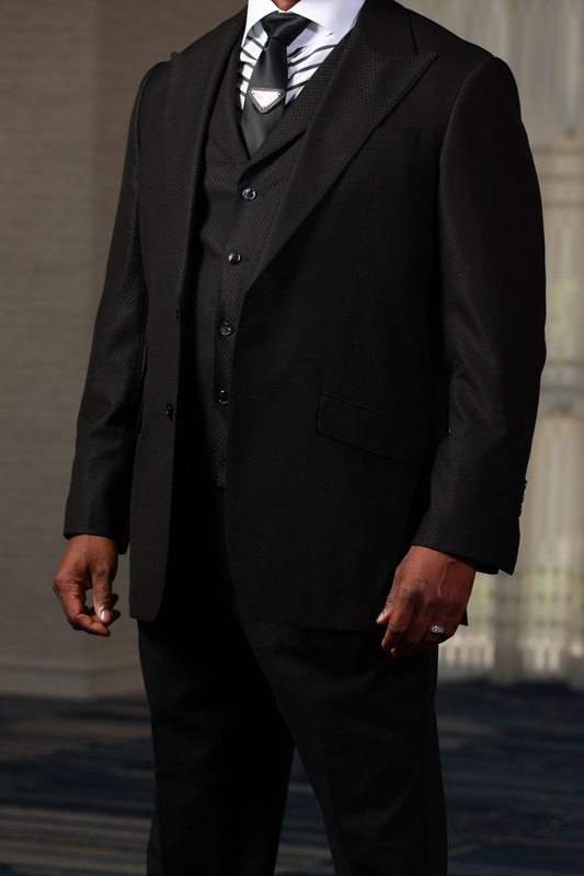 Black Big Block 3-Piece Suit