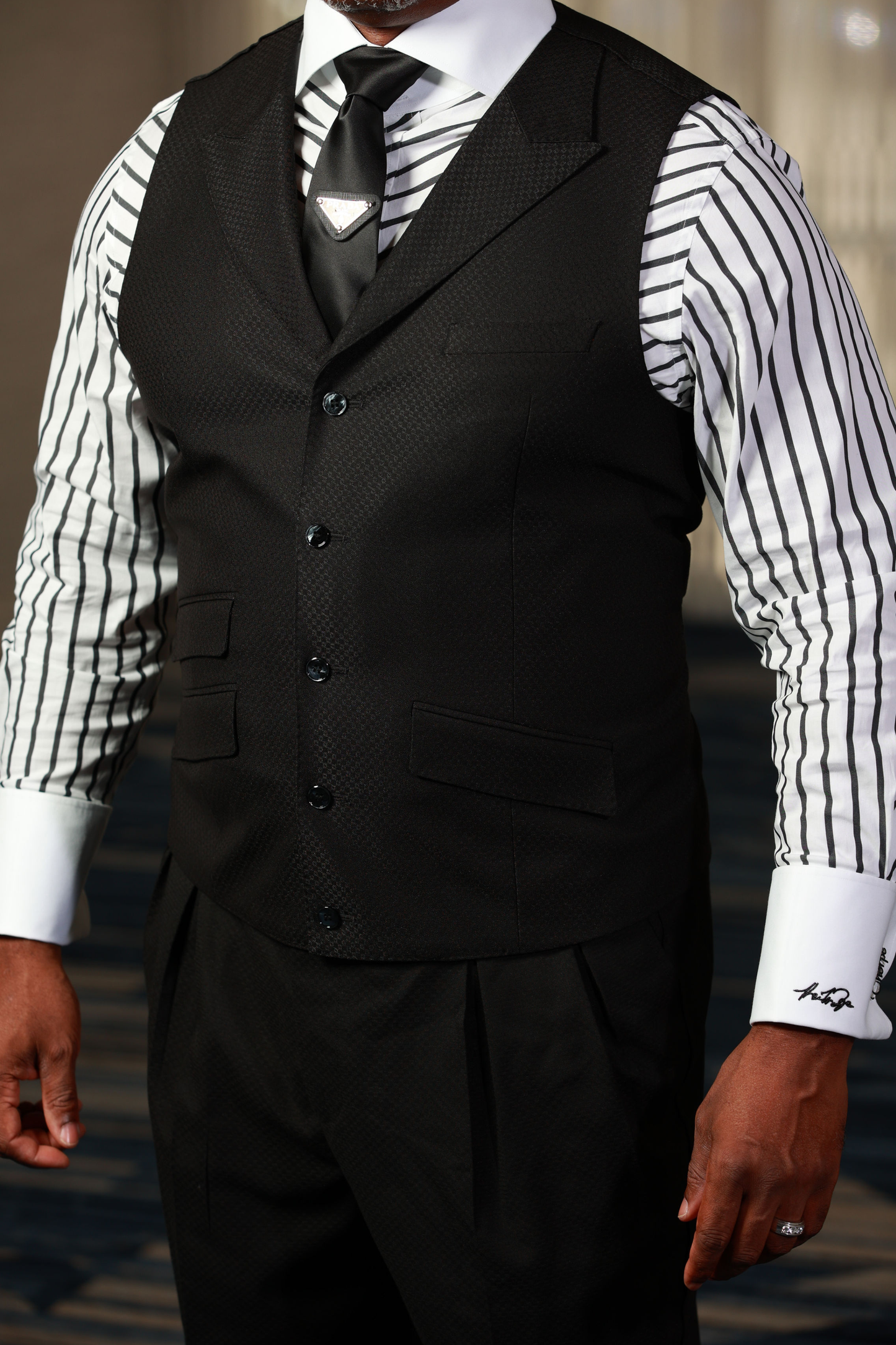 Black Big Block 3-Piece Suit