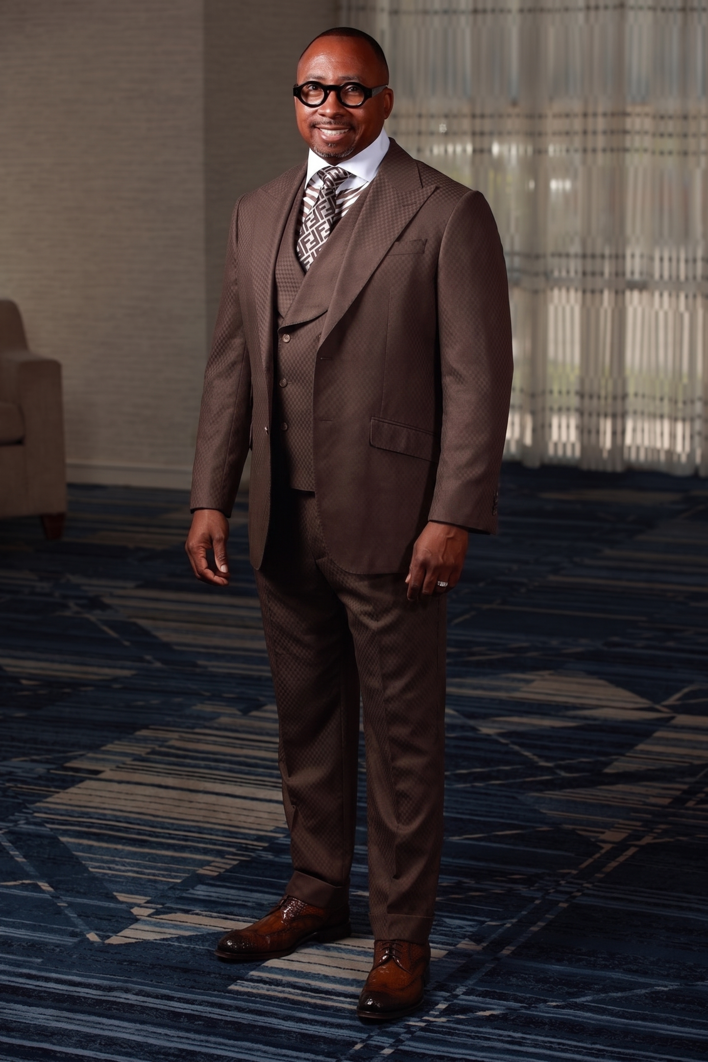 Mocha Smooth Block 3-Piece Suit