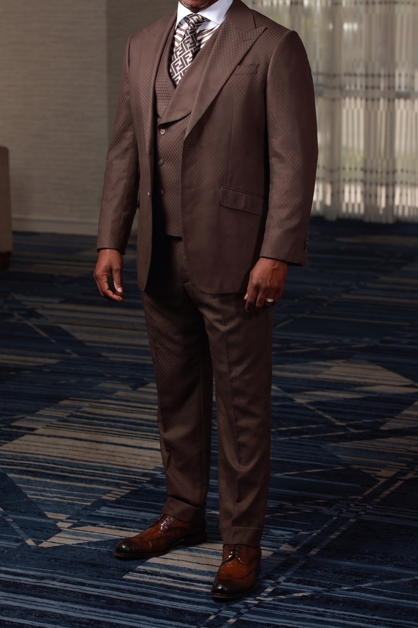 Mocha Smooth Block 3-Piece Suit