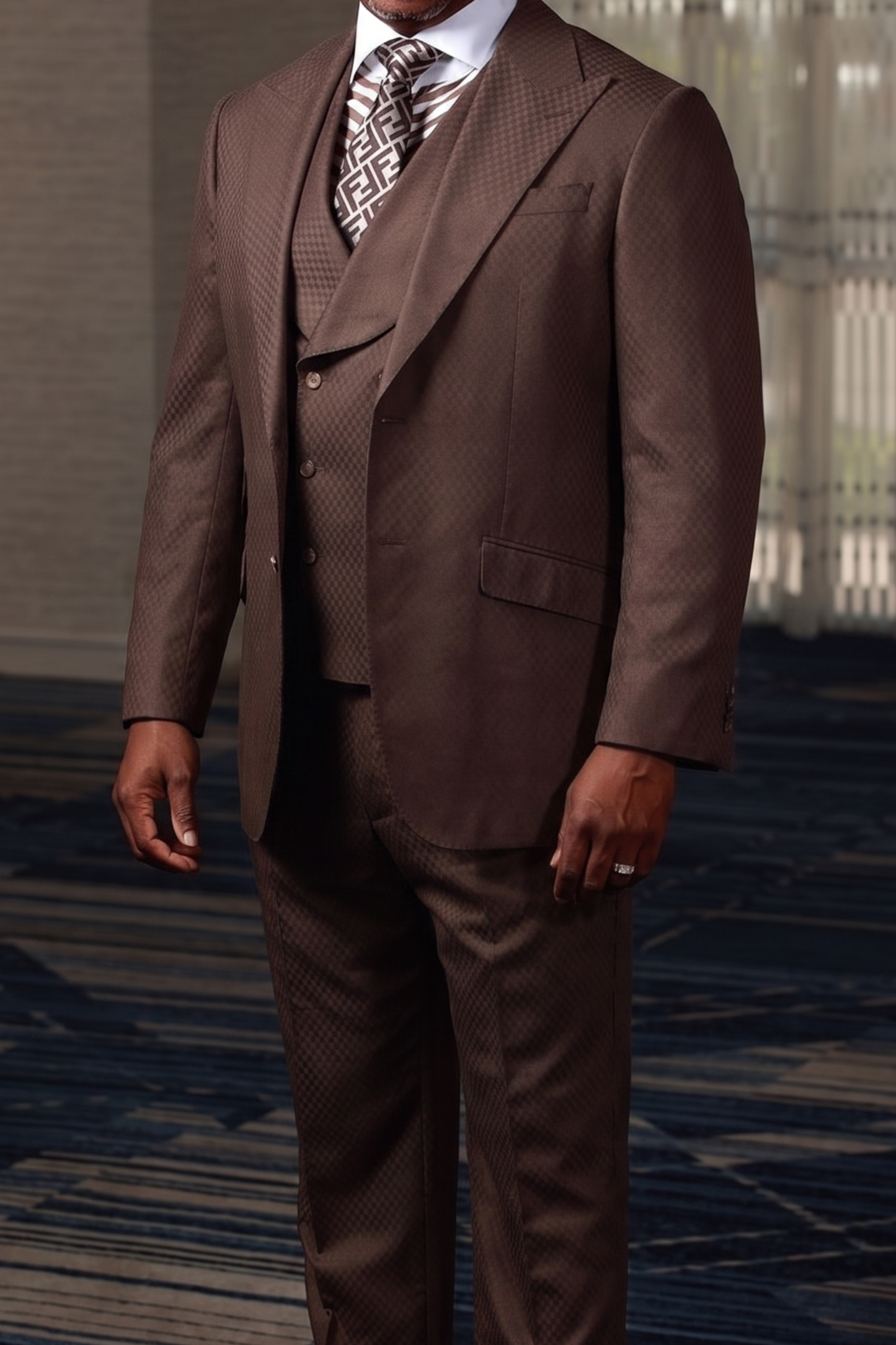 Mocha Smooth Block 3-Piece Suit