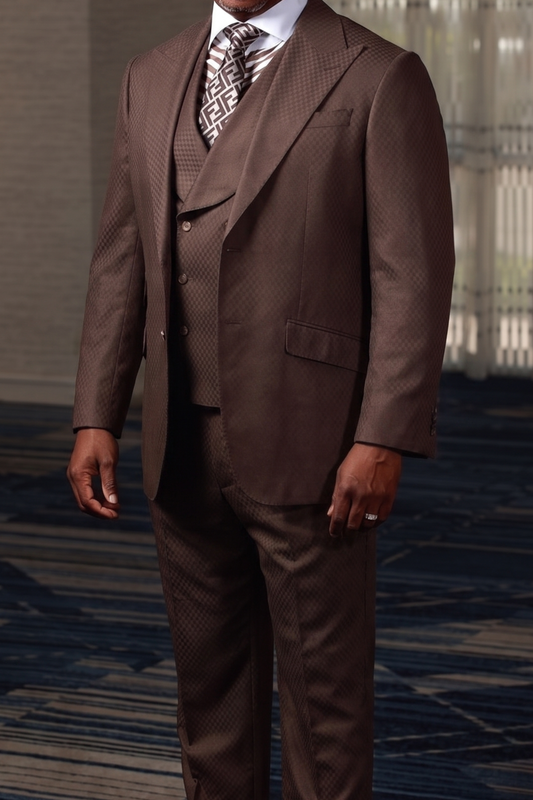 Mocha Smooth Block 3-Piece Suit