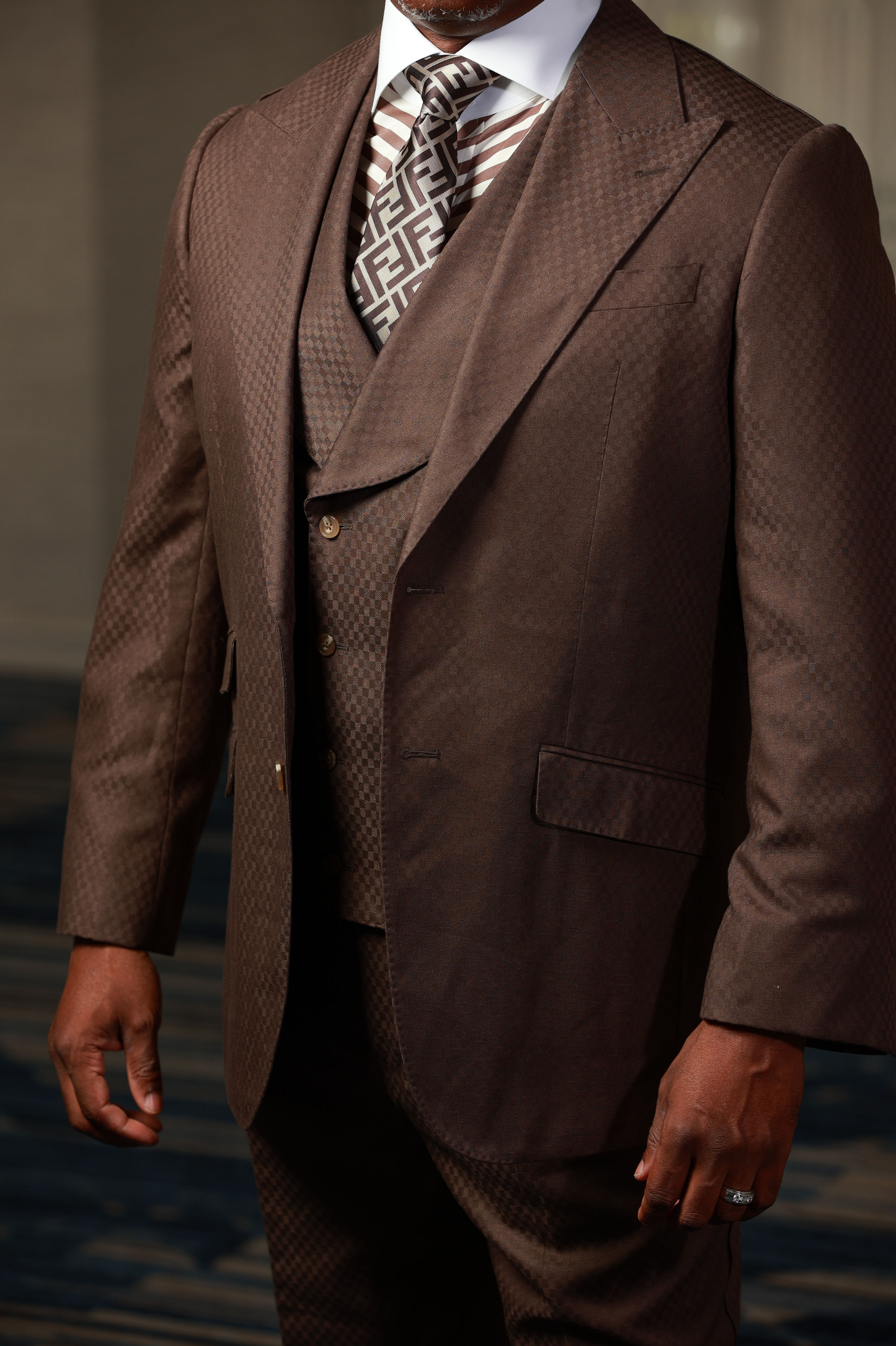 Mocha Smooth Block 3-Piece Suit