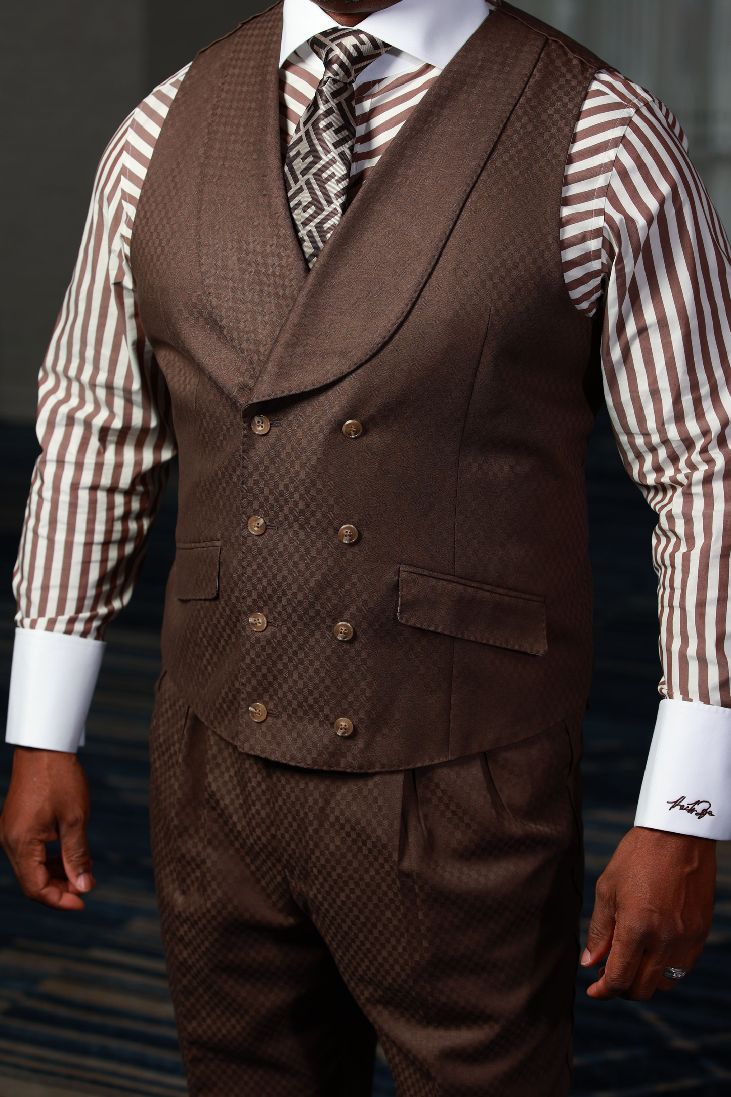 Mocha Smooth Block 3-Piece Suit
