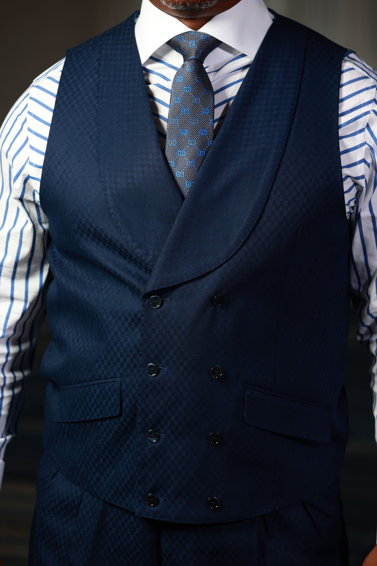 Navy Smooth Block 3-Piece Suit