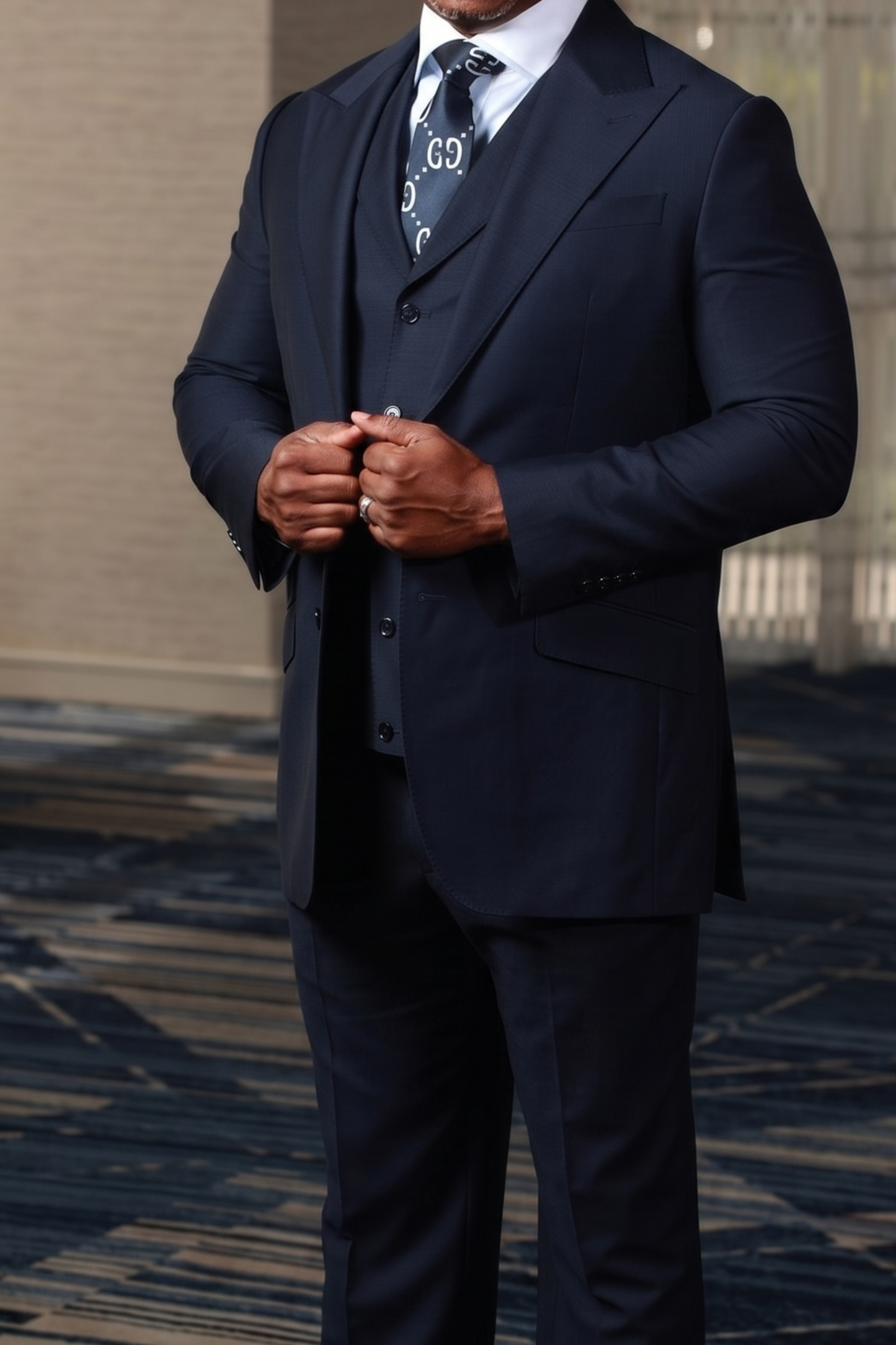 Presidential Navy Blue 3-Piece Suit