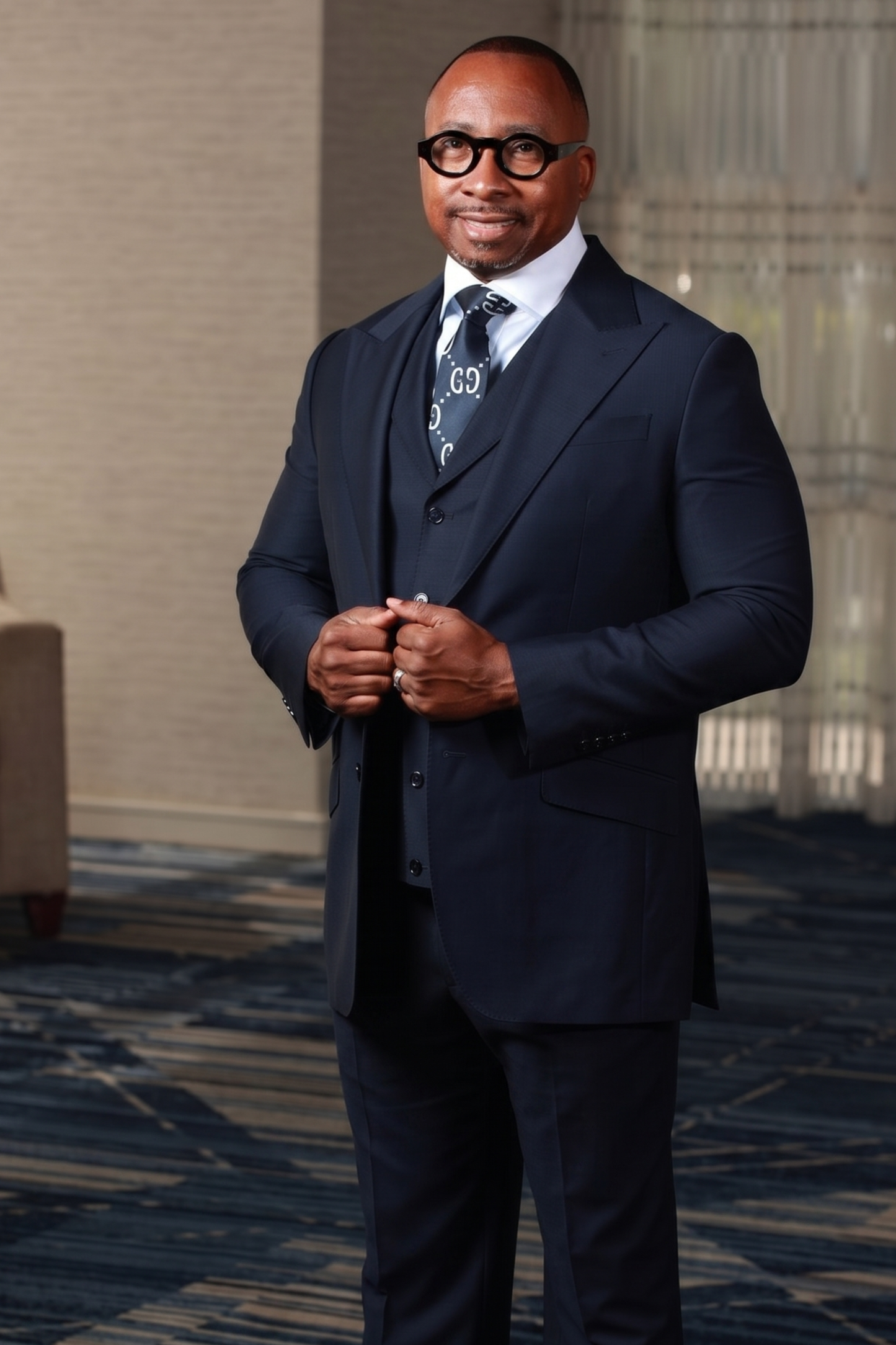 Presidential Navy Blue 3-Piece Suit