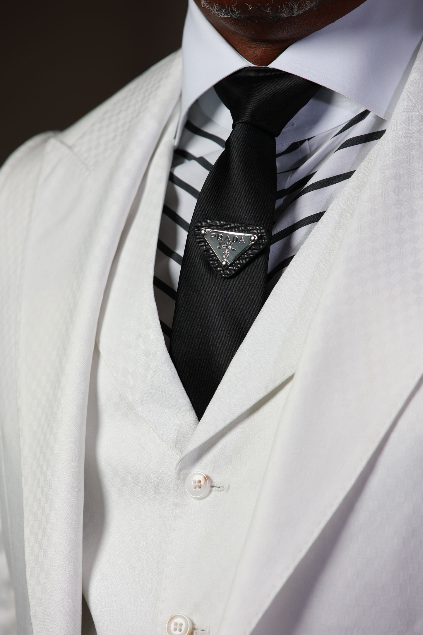 White Smooth Block 3-Piece Suit