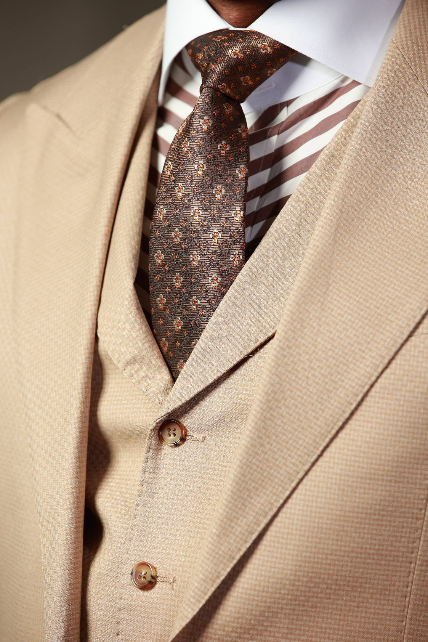 Mocha Mini Block 3-Piece Suit