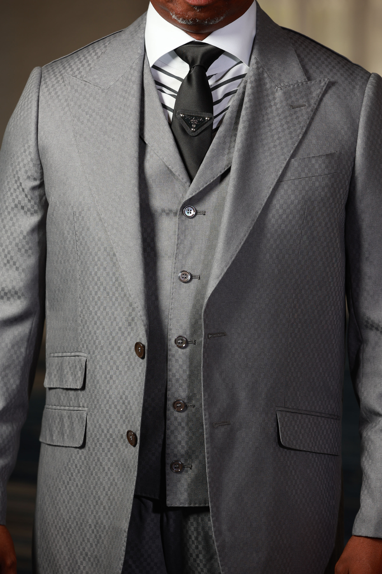 Gray Smooth Block 3-Piece Suit