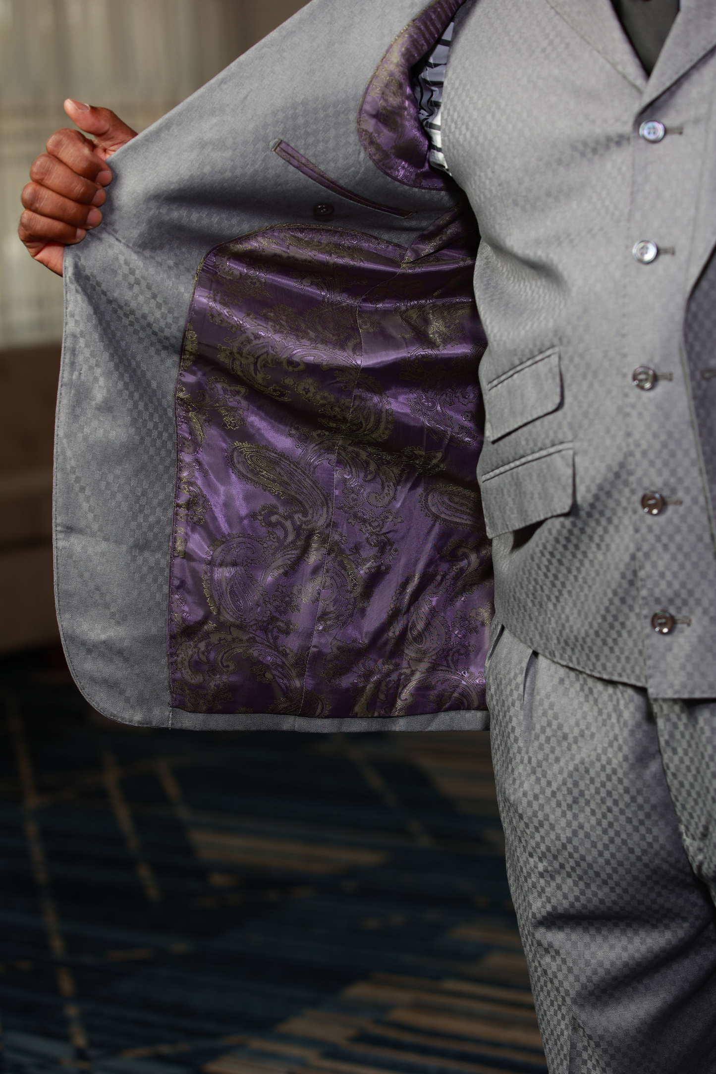 Gray Smooth Block 3-Piece Suit