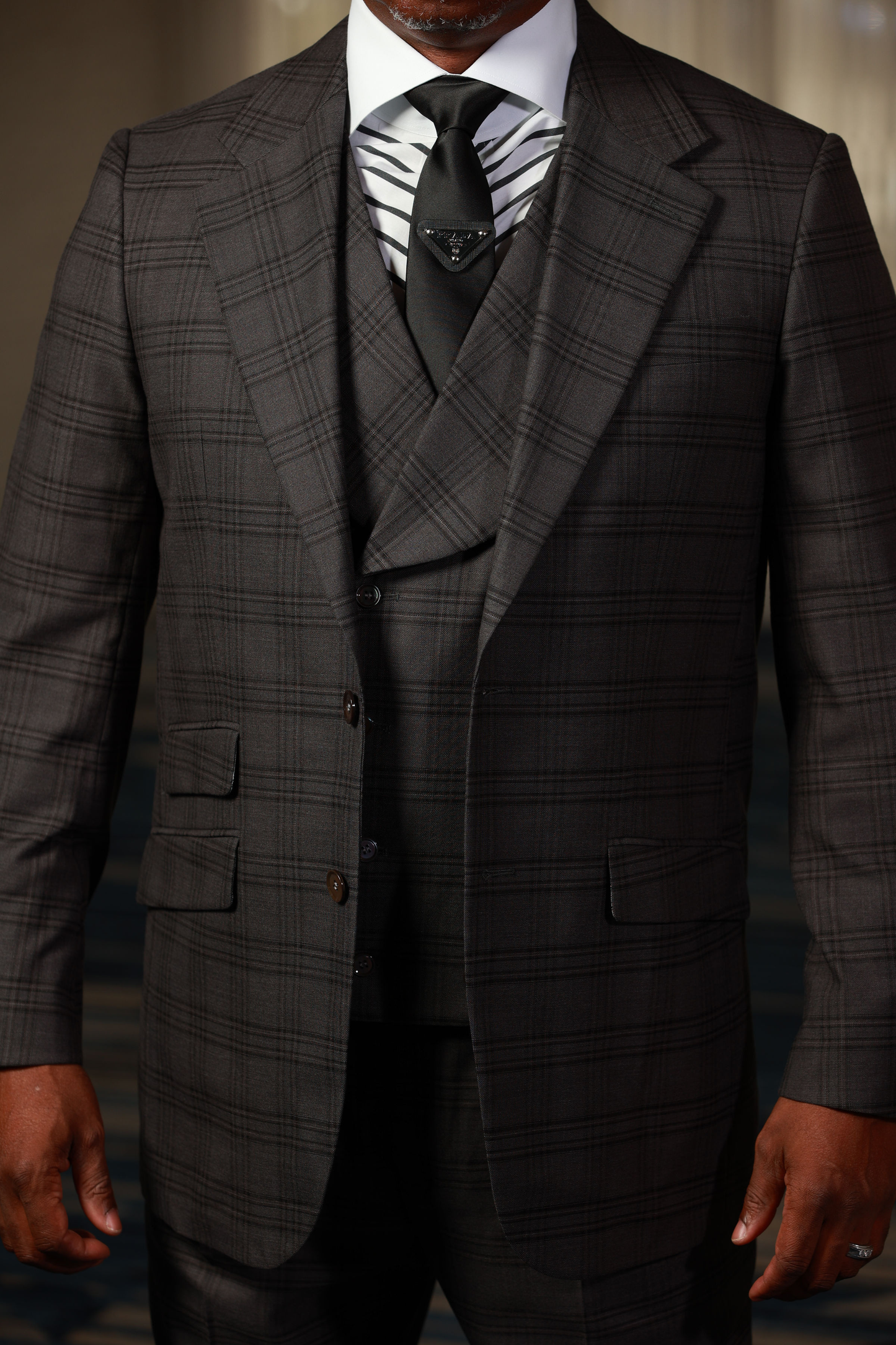 HF Gray Check 3-Piece Suit