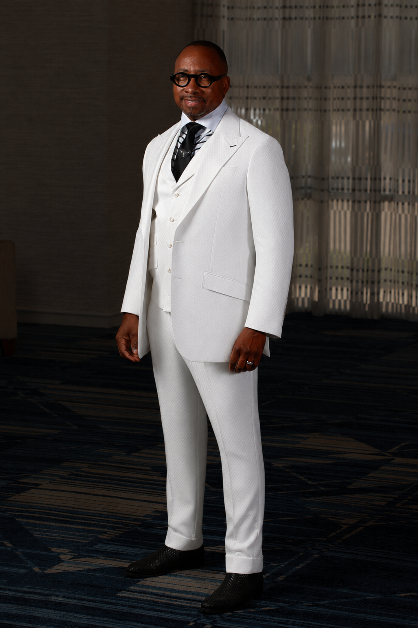 White Smooth Block 3-Piece Suit