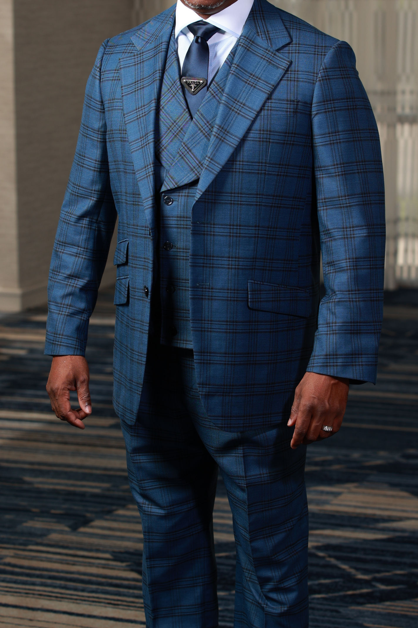 HF Blue Check 3-Piece Suit