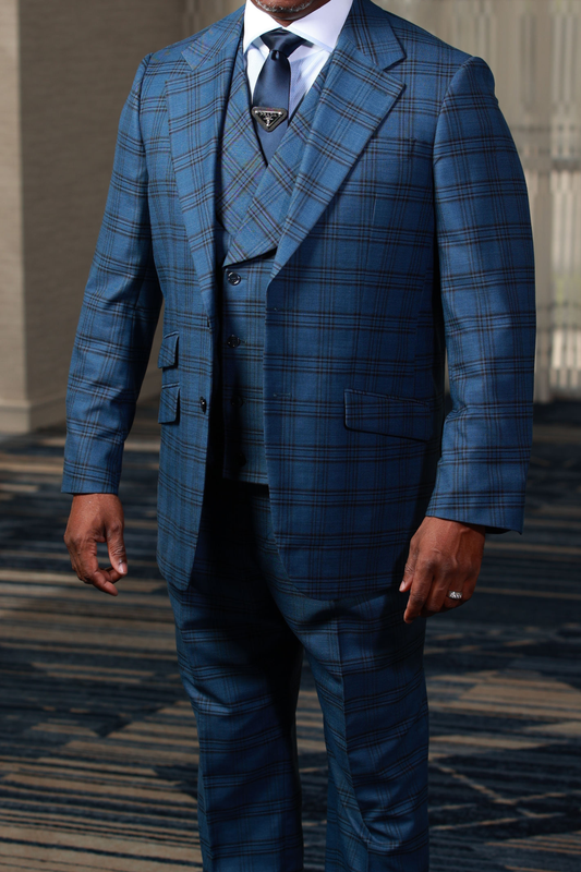 HF Blue Check 3-Piece Suit
