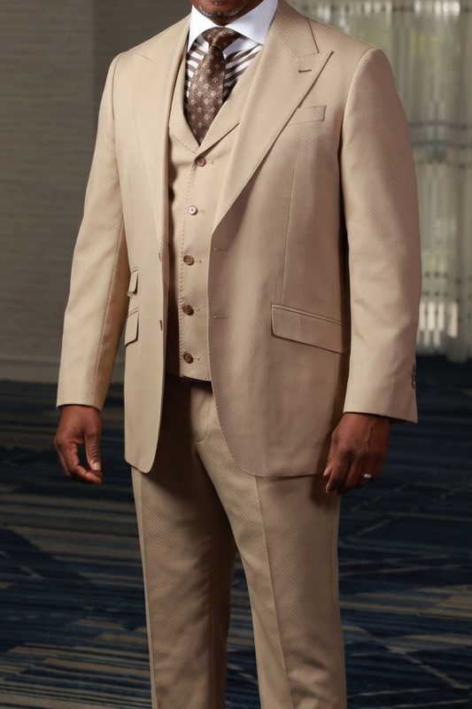 Mocha Mini Block 3-Piece Suit