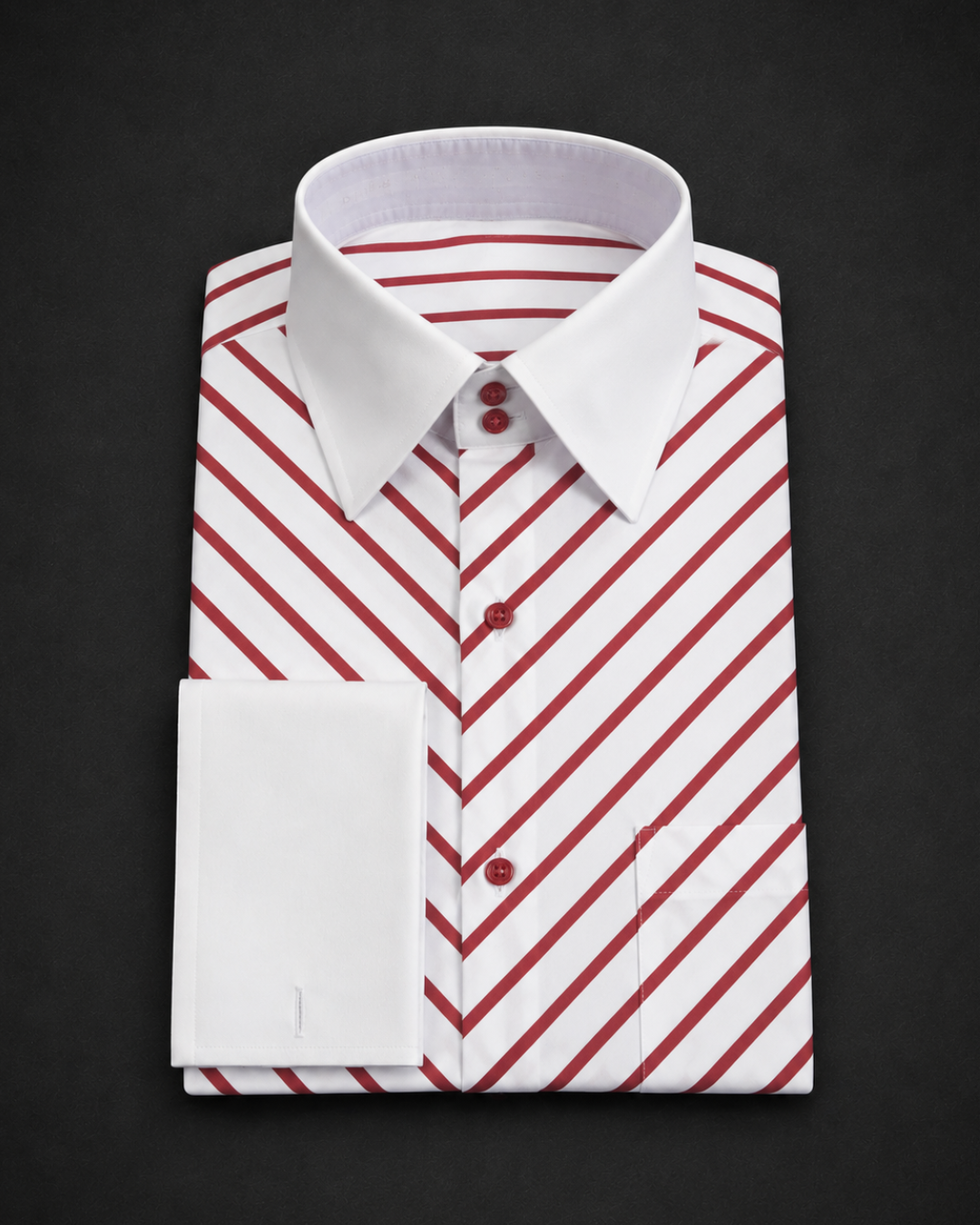 Red Narrow Stripe, Solid Collar