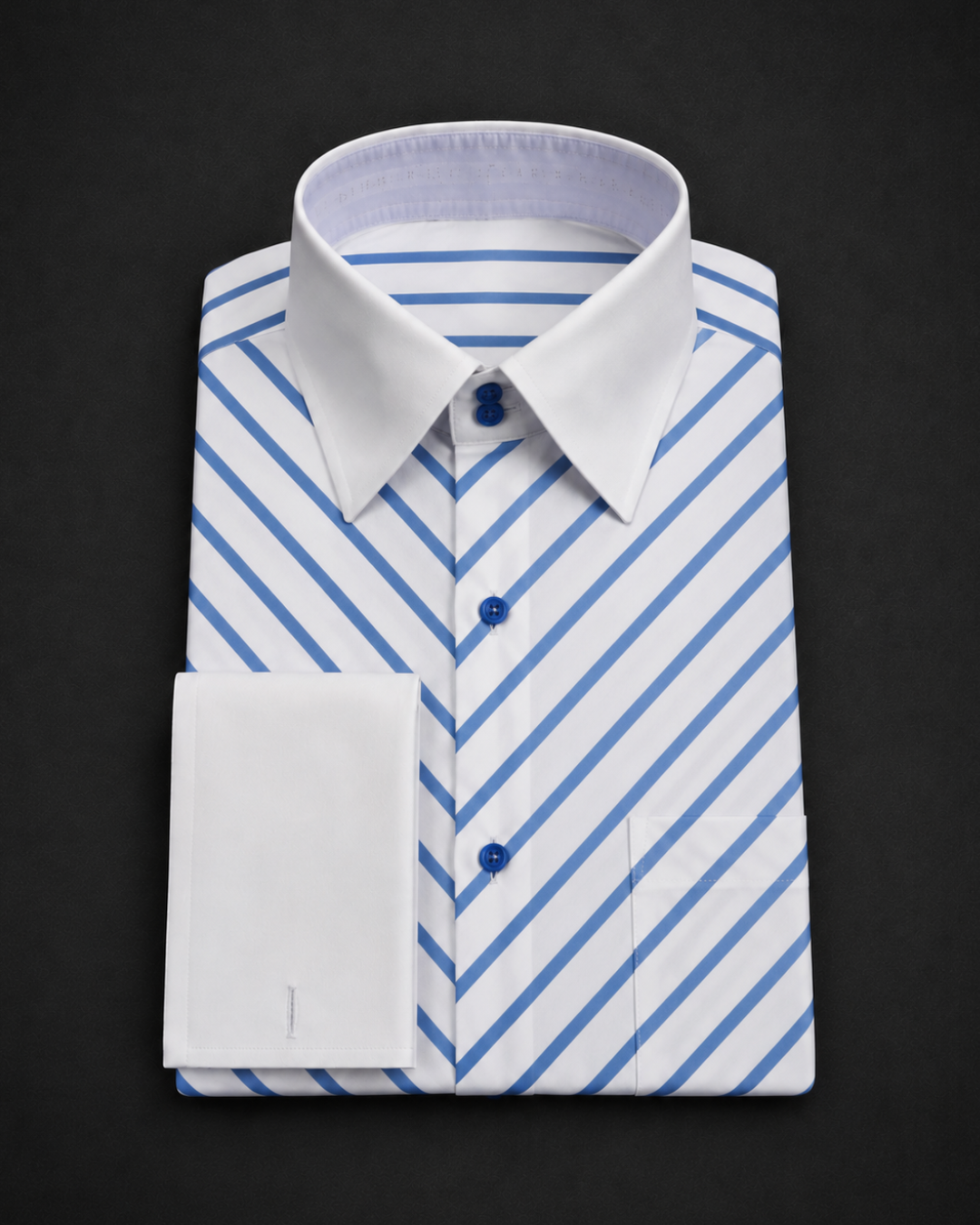 Blue Narrow Stripe, Solid Collar