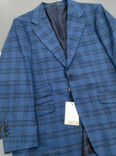 HF Blue Blue Check 3-Piece Suit
